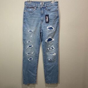 Tommy Hilfiger jeans straight high rise distressed patched‎